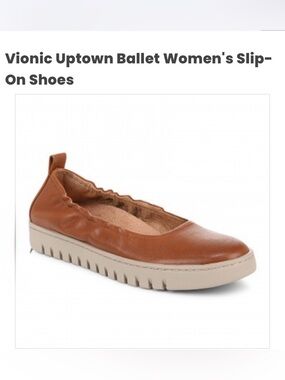Vionic Uptown Ballet Women's Slip-On Flat in Cognac/Tan